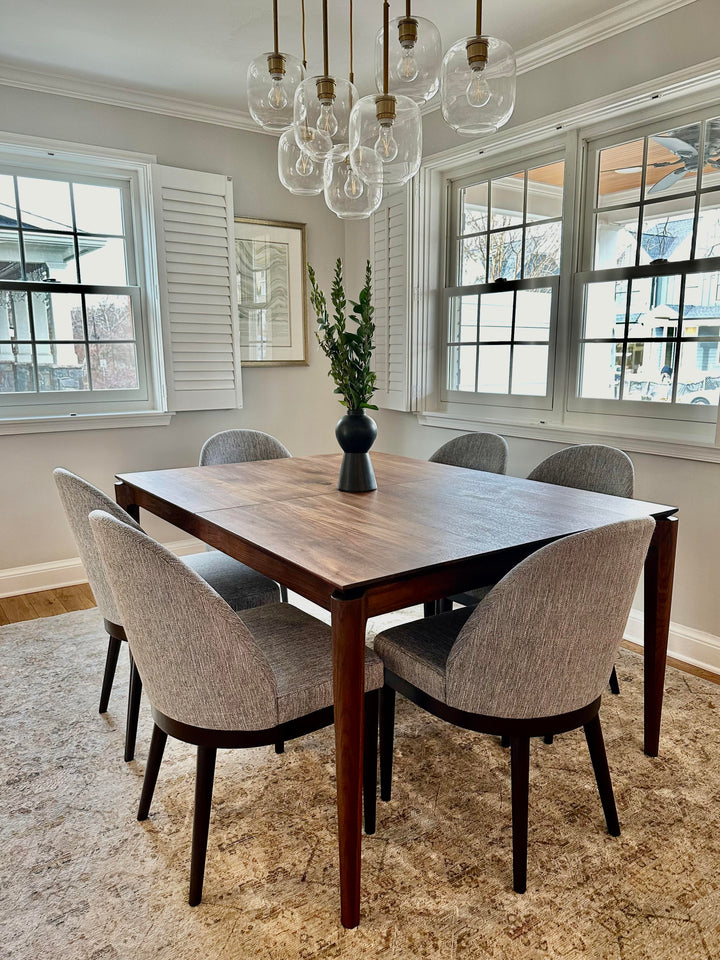 SARI in Walnut by Relic Table Co. handmade walnut dining table with 6 chairs modern dining room by interior designer